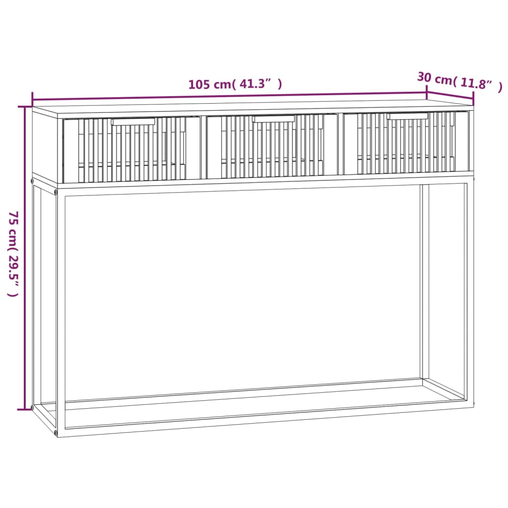 Avlastningsbord konsollbord 105x30x75 cm konstruert tre og jern