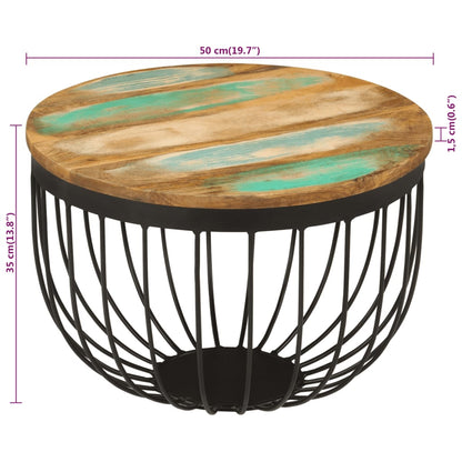 Salongbord Sofabord Tre Gjenvunnet Heltre Ø50x35 cm stål