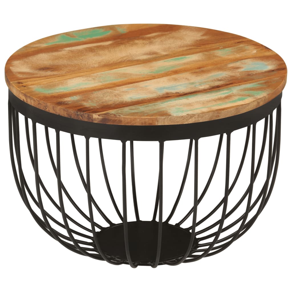 Salongbord Sofabord Tre Gjenvunnet Heltre Ø50x35 cm stål