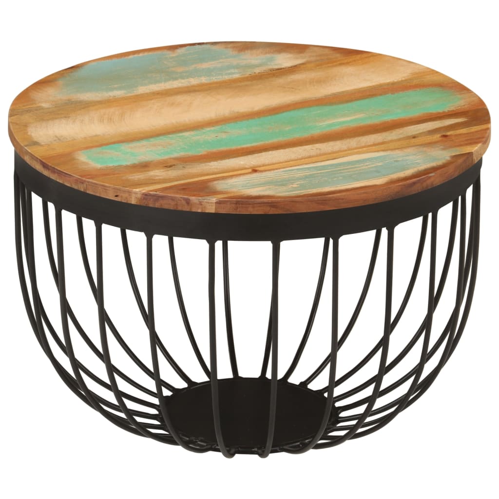 Salongbord Sofabord Tre Gjenvunnet Heltre Ø50x35 cm stål