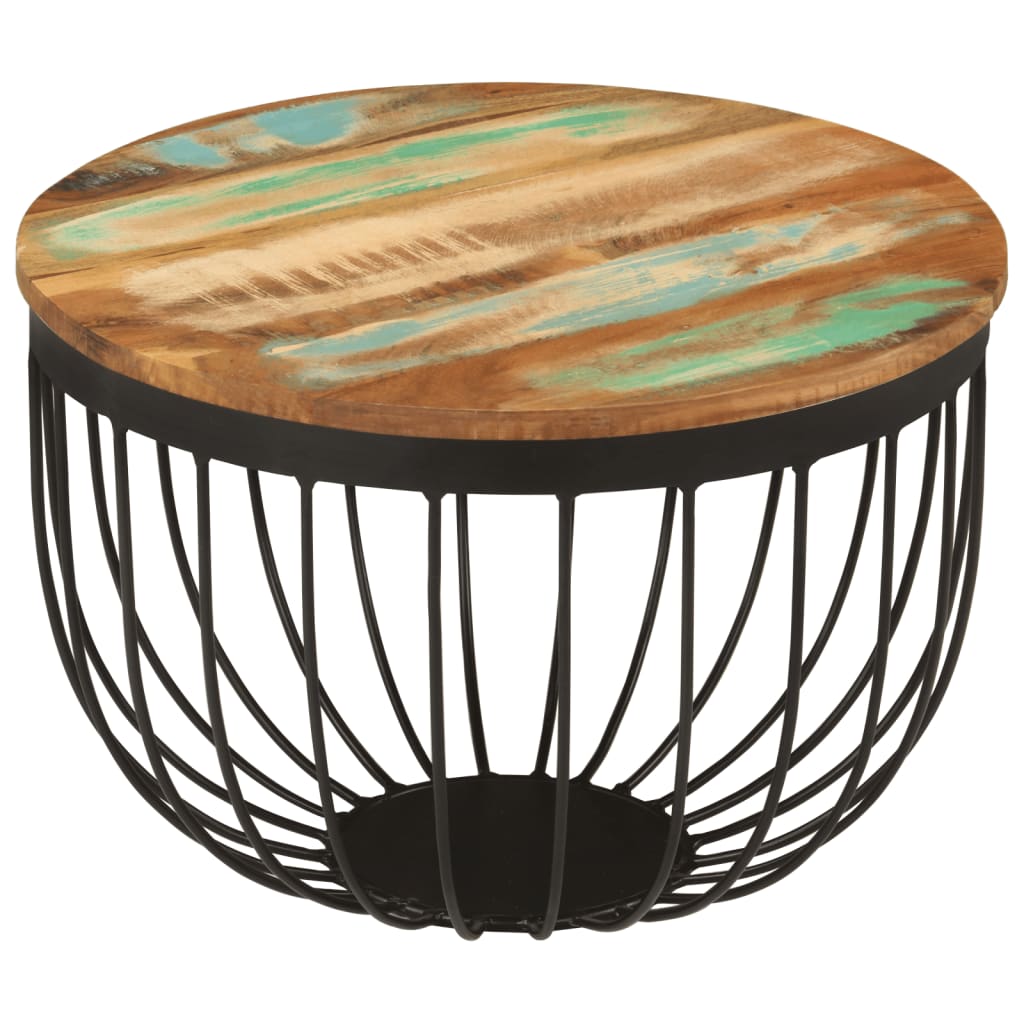 Salongbord Sofabord Tre Gjenvunnet Heltre Ø50x35 cm stål