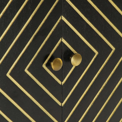 Skjenk Tre med 2 dører Svart og gull 55x30x75 cm heltre mango