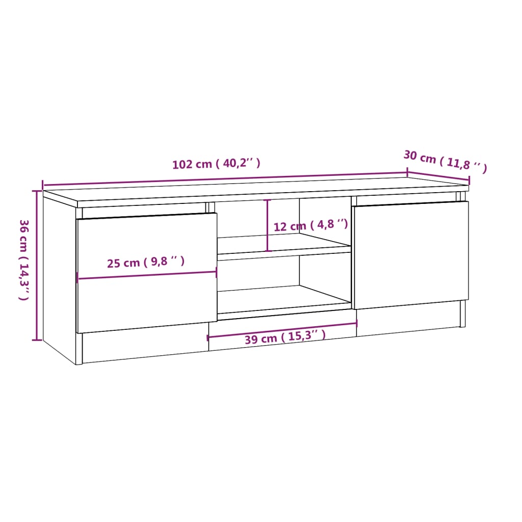 TV-benk med dør svart 102x30x36 cm