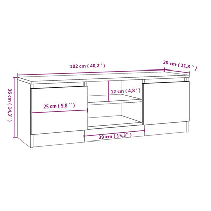 TV-benk med dør svart 102x30x36 cm