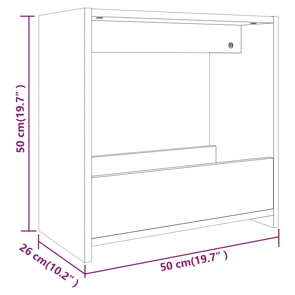 Sidebord grå sonoma 50x26x50 cm konstruert tre