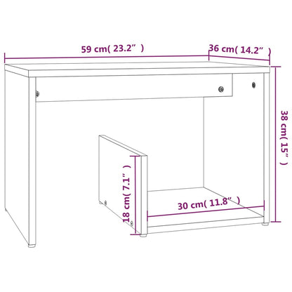 Sidebord brun eik 59x36x38 cm konstruert tre