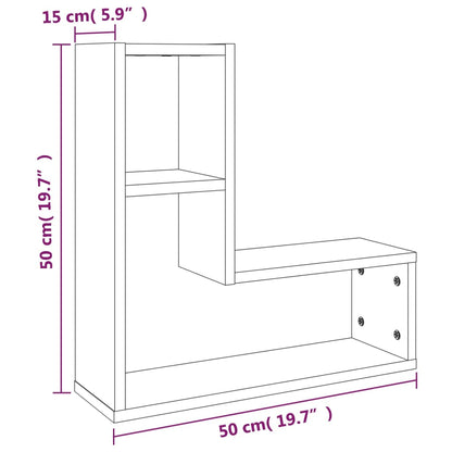 Vegghyller 2 stk grå sonoma 50x15x50 cm konstruert tre