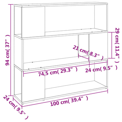 Bokhylle Røkt Eik Romdeler 100x24x94 cm
