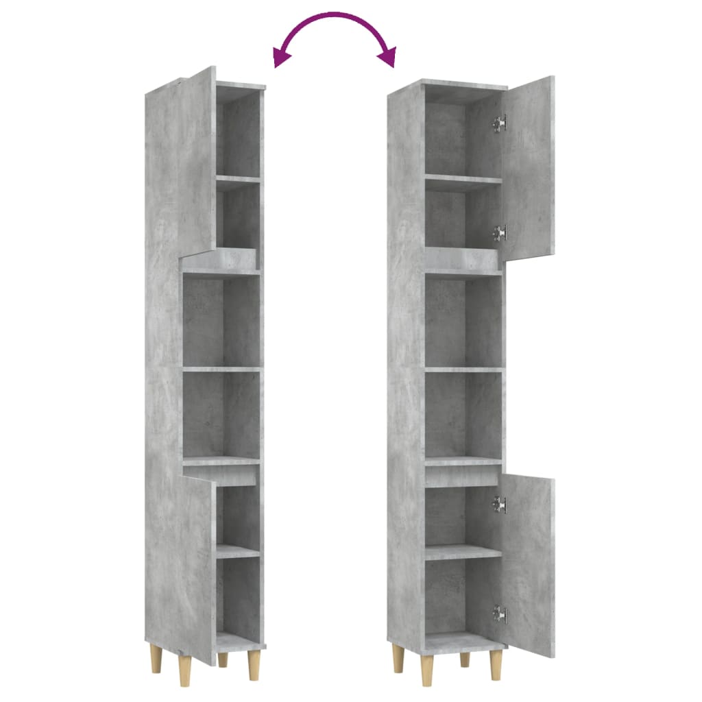 Baderomsskap betonggrå 30x30x190 cm konstruert tre