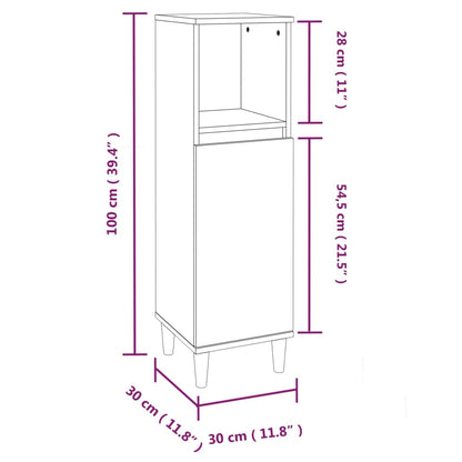 Baderomsskap hvit 30x30x100 cm konstruert tre