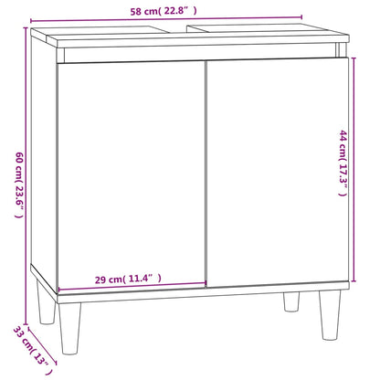 Baderomsservantskap hvit 58x33x60 cm konstruert tre