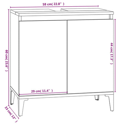 Baderomsservantskap hvit 58x33x60 cm konstruert tre