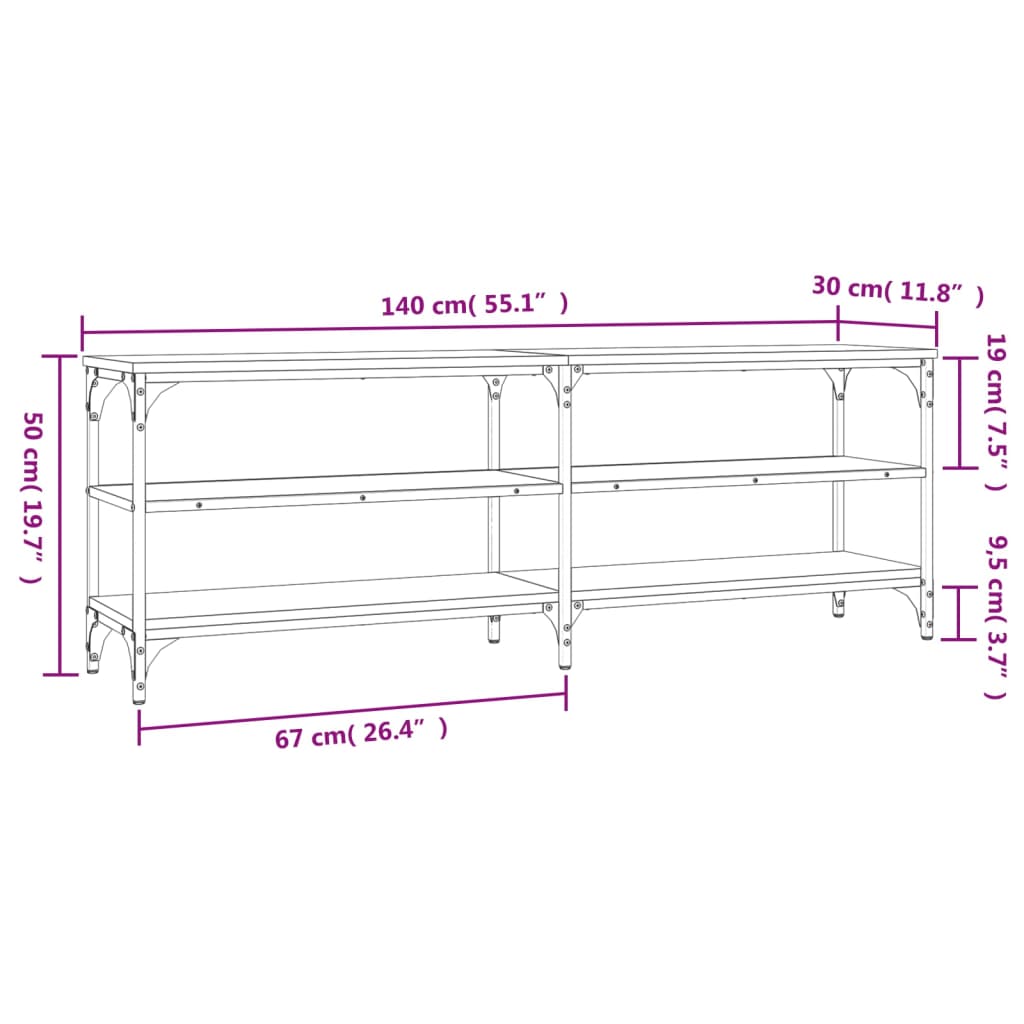 TV-benk svart 140x30x50 cm konstruert tre