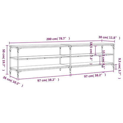 TV-benk sonoma eik 200x30x50 cm konstruert tre og metall