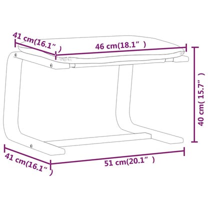 Fotskammel kremhvit 51x41x40 cm stoff