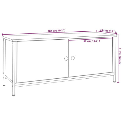 TV-benk svart med dører 102x35x45 cm konstruert tre