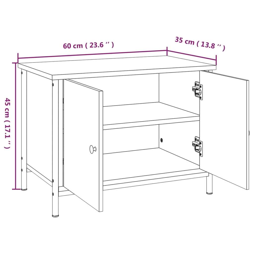 TV-benk svart med dører 60x35x45 cm konstruert tre