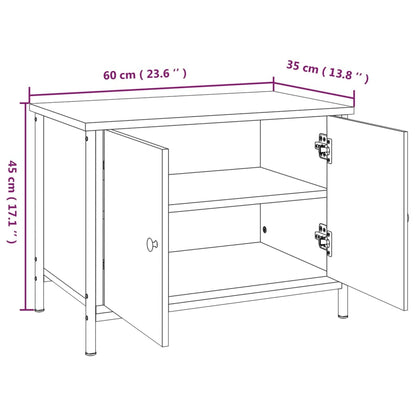 TV-benk svart med dører 60x35x45 cm konstruert tre