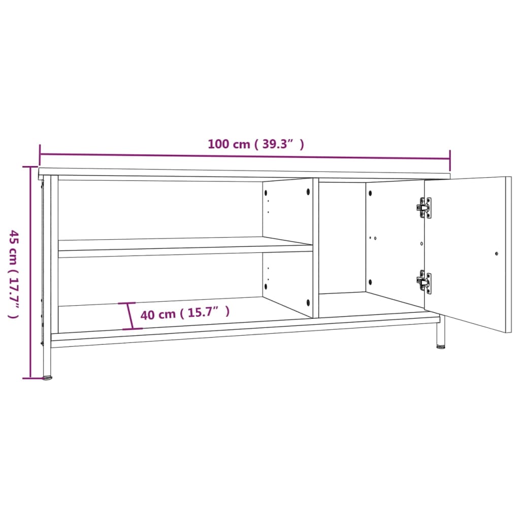 TV-benk svart 100x40x45 cm konstruert tre