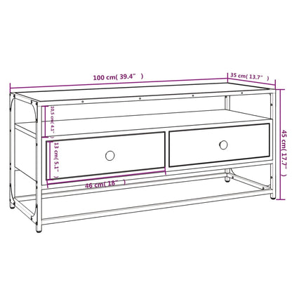 TV-benk svart 100x35x45 cm konstruert tre