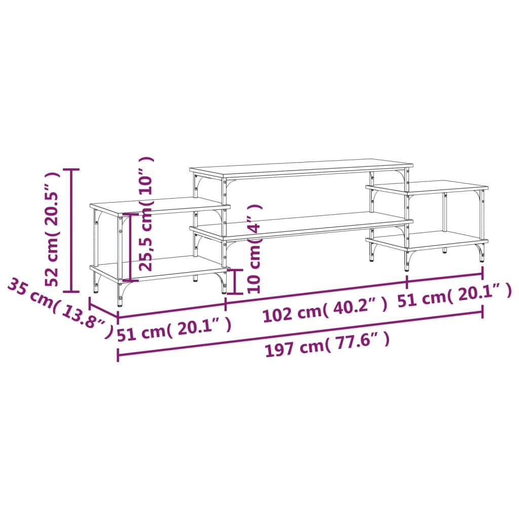 TV-benk sonoma eik 197x35x52 cm konstruert tre