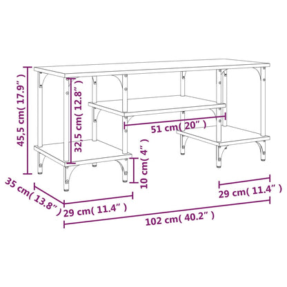 TV-benk grå sonoma 102x35x45,5 cm konstruert tre