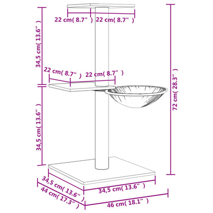 Kattemøbel Kattetre med klorestolper i sisal lysegrå 72 cm