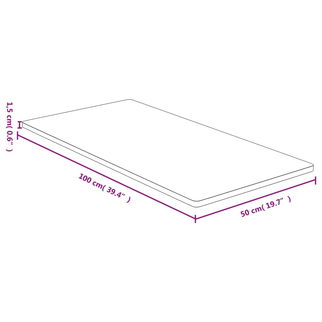 Bordplate 50x100x1,5 cm bambus