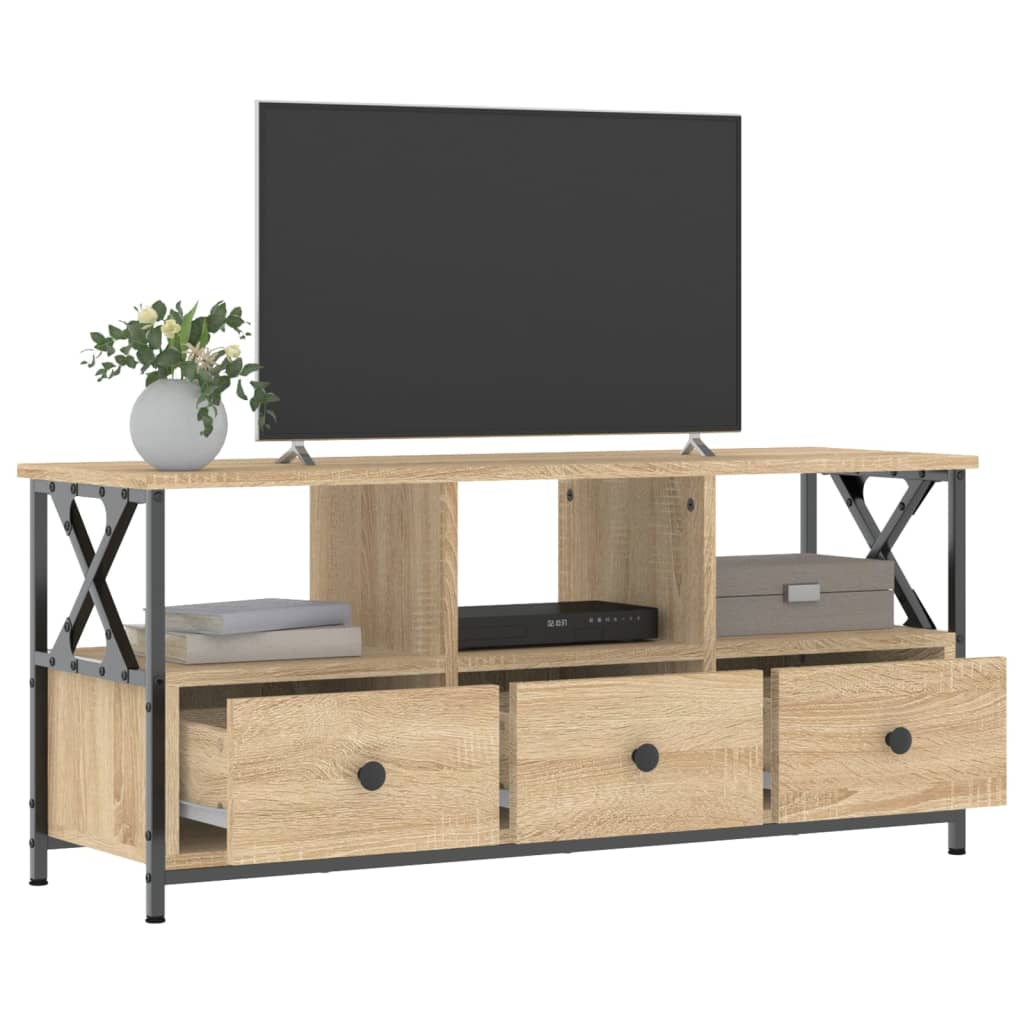 TV-benk sonoma eik 102x33x45 cm konstruert tre og jern