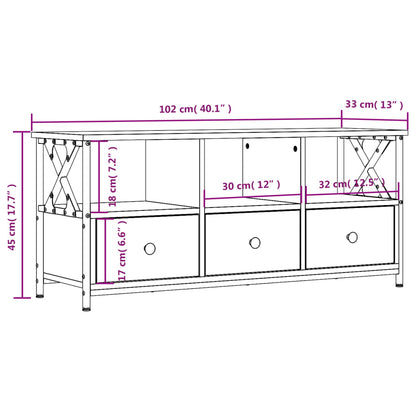 TV-benk sonoma eik 102x33x45 cm konstruert tre og jern