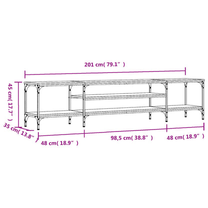 TV-benk svart 201x35x45 cm konstruert tre og jern