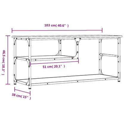 TV-benk svart 103x38x46,5 cm konstruert tre og stål