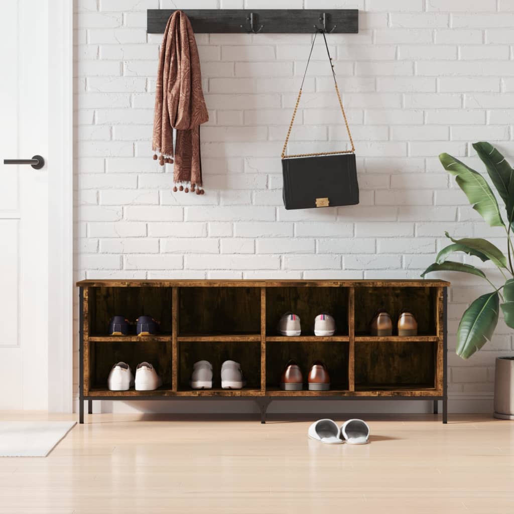 Skoskap Skohylle Skobenk Røkt Eik 131x35x50 cm