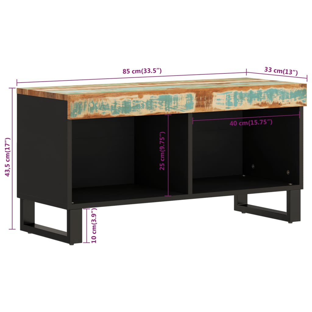 TV-benk 85x33x43,5 cm gjenvunnet heltre