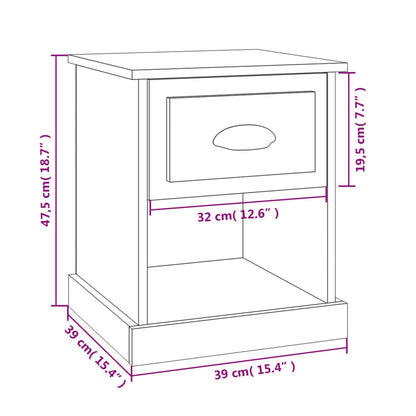 Nattbord Sengbord svart 39x39x47,5 cm konstruert tre