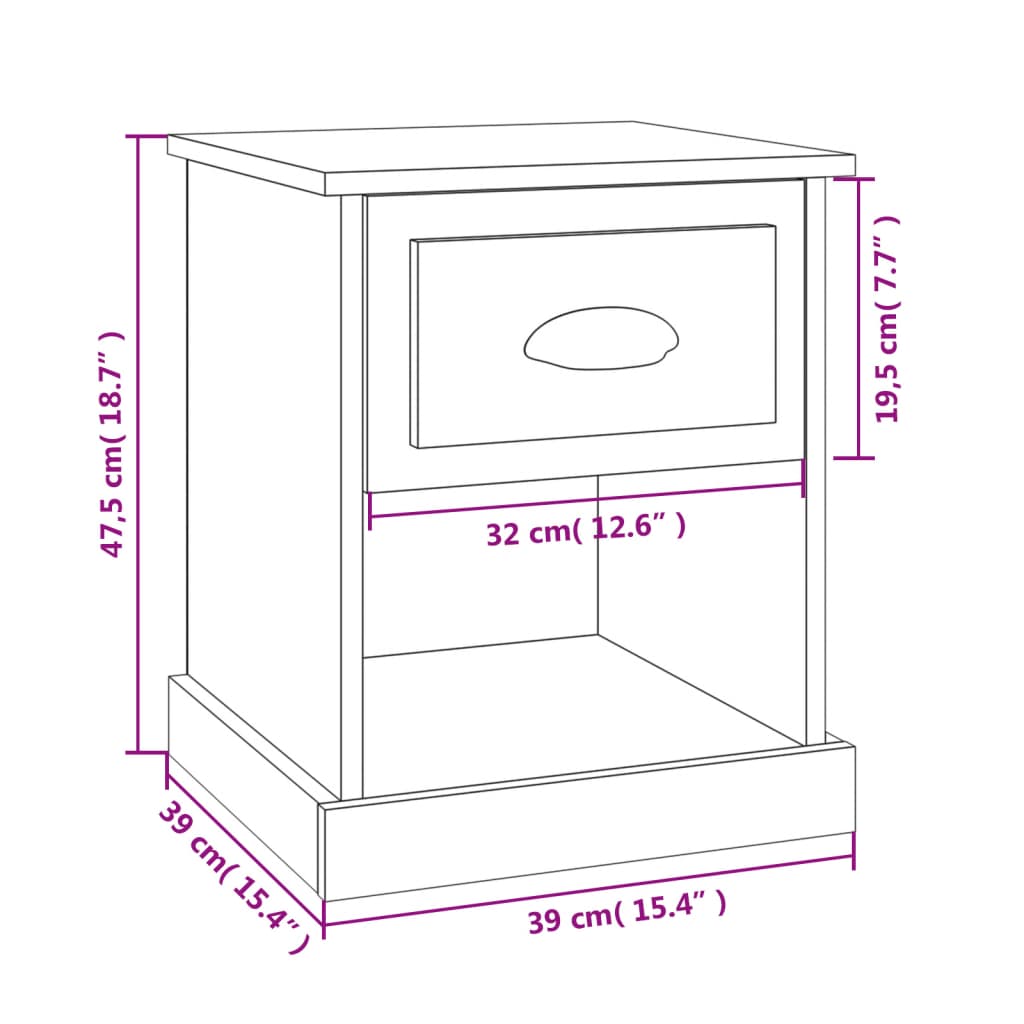 Nattbord Sengbord betonggrå 39x39x47,5 cm konstruert tre