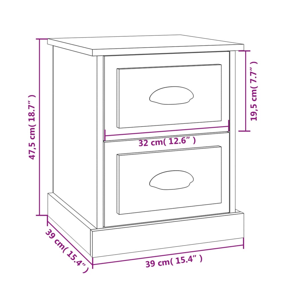 Nattbord Sengbord betonggrå 39x39x47,5 cm konstruert tre