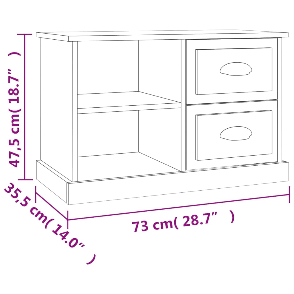 TV-benk grå sonoma 73x35,5x47,5 cm konstruert tre