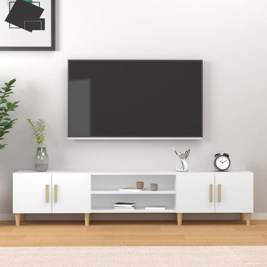 TV-benk hvit 180x31,5x40 cm konstruert tre