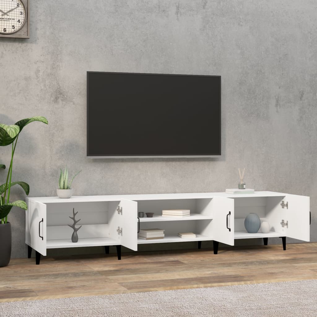 TV-benk hvit 180x31,5x40 cm konstruert tre