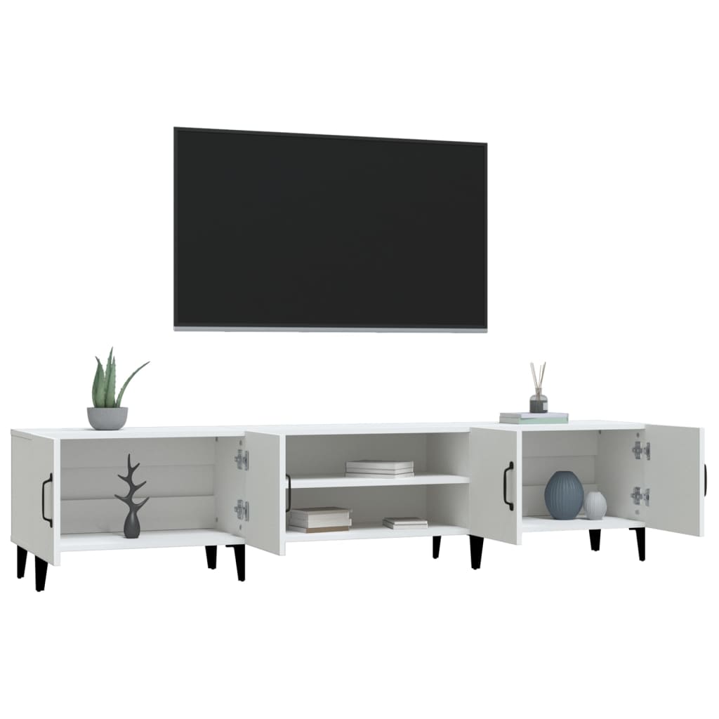 TV-benk hvit 180x31,5x40 cm konstruert tre