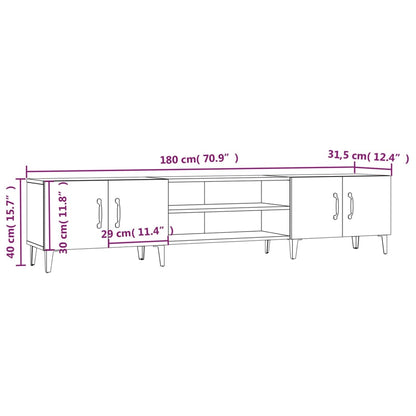 TV-benk hvit 180x31,5x40 cm konstruert tre