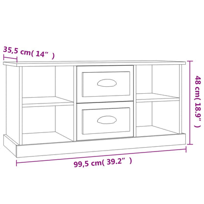 TV-benk hvit 99,5x35,5x48 cm konstruert tre