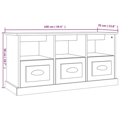 TV-benk hvit 100x35x50 cm konstruert tre