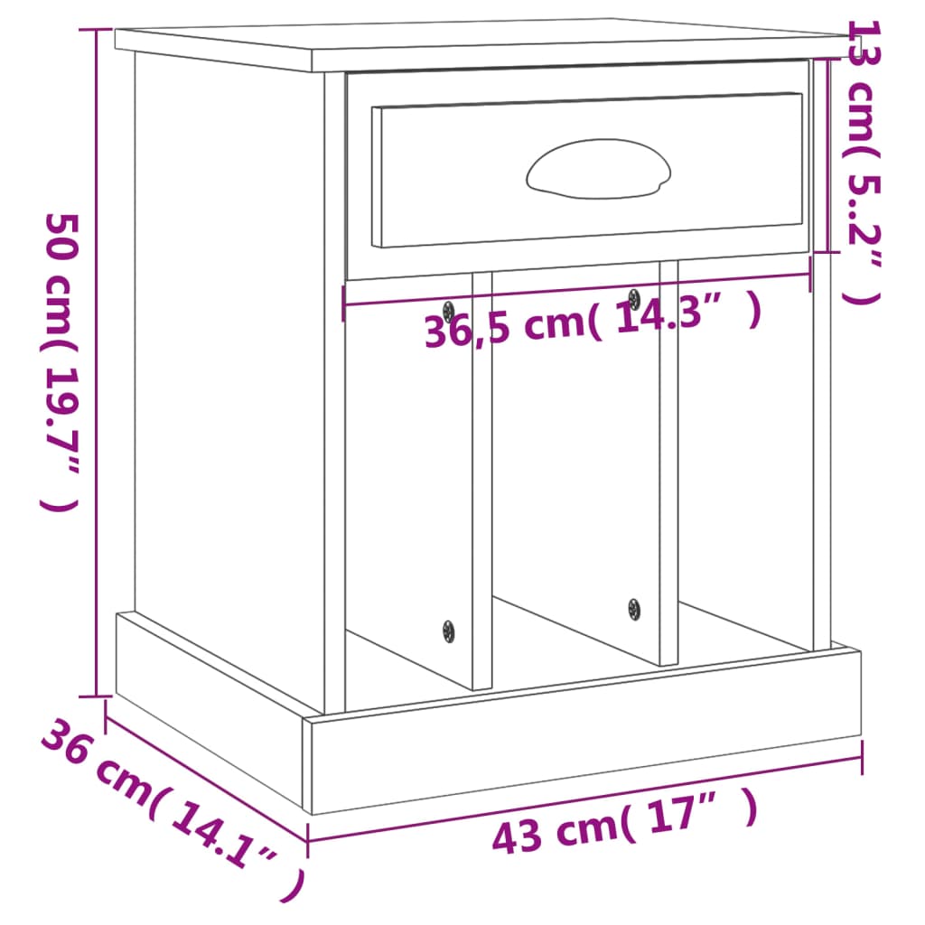 Nattbord Sengbord svart 43x36x50 cm