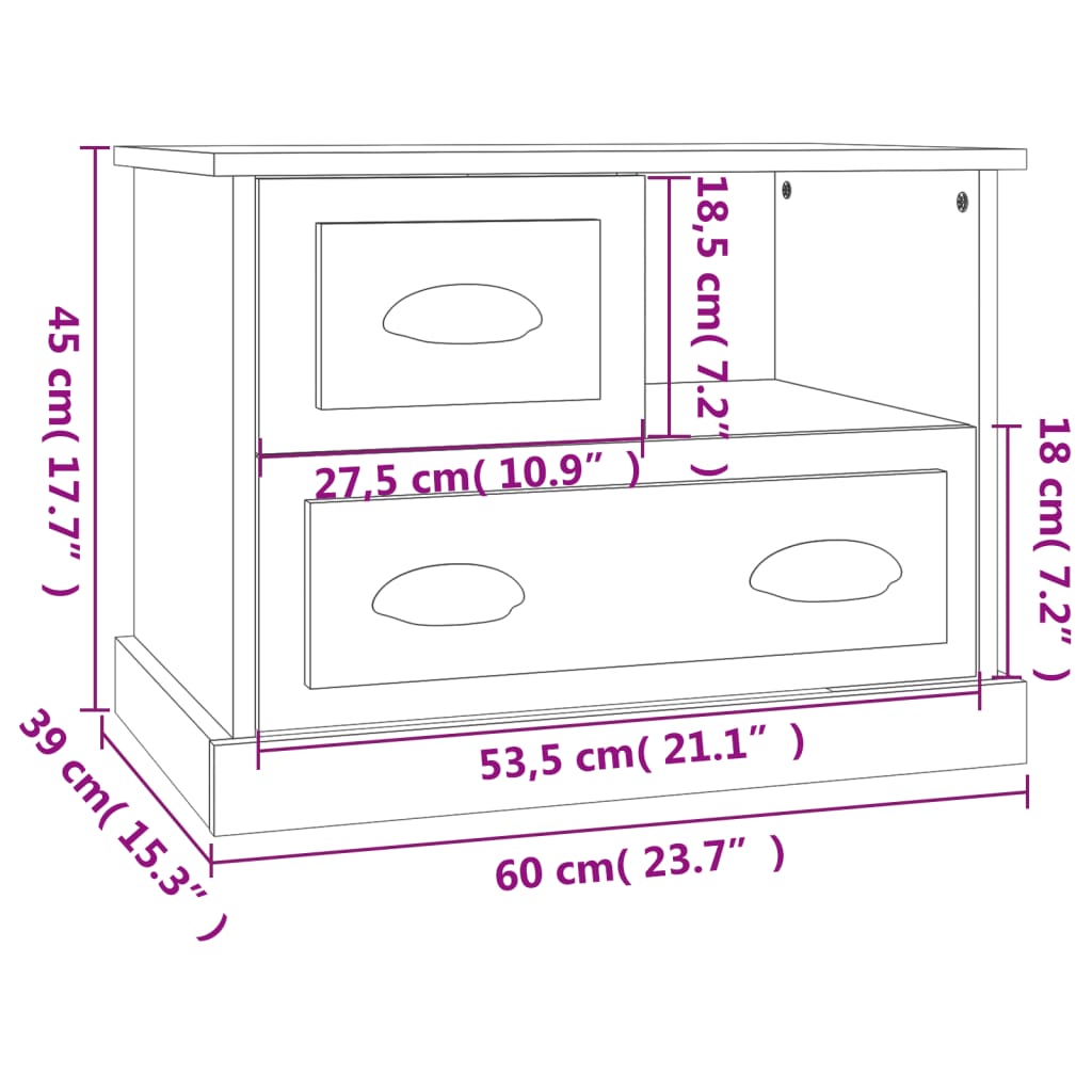 Nattbord Sengbord svart 60x39x45 cm