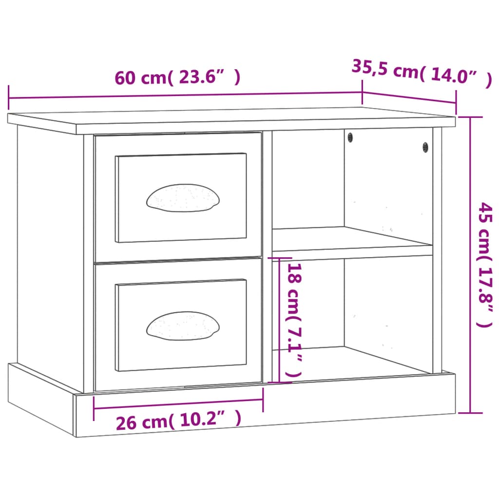 Nattbord Sengbord sonoma eik 60x35,5x45 cm