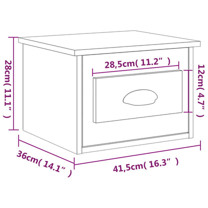 Nattbord Sengbord Veggmontert hvit 41,5x36x28 cm