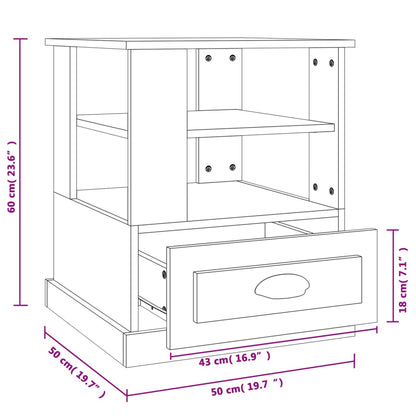 Sidebord hvit 50x50x60 cm konstruert tre