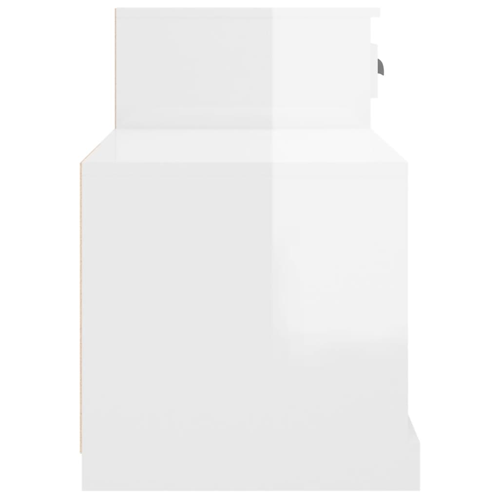 Skoskap Skohylle Skobenk Høyglans Hvit 100x42x60 cm